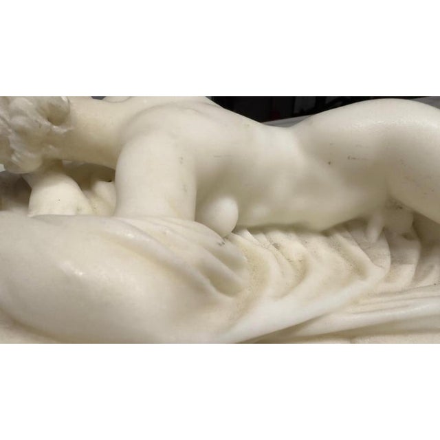 Stone Italian School Artist, Nude Sculpture of Hermaphroditus, 19th Century, White Carrara Marble For Sale - Image 7 of 18