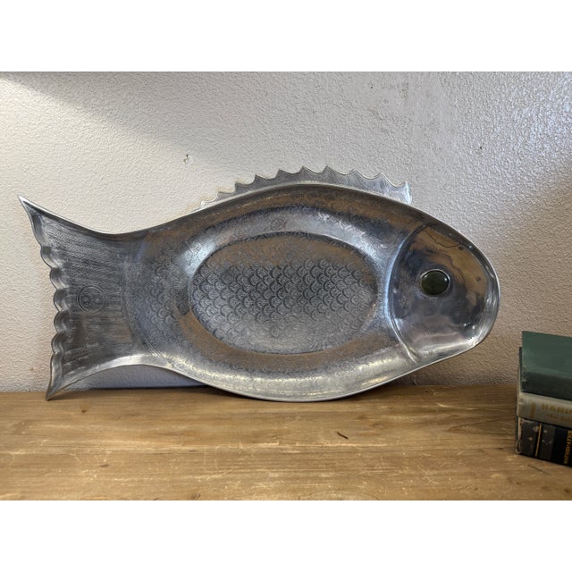 Metal 1970s Coastal Large Arthur Court Fish Platter 1974 25 X 13 Inches Long For Sale - Image 7 of 7