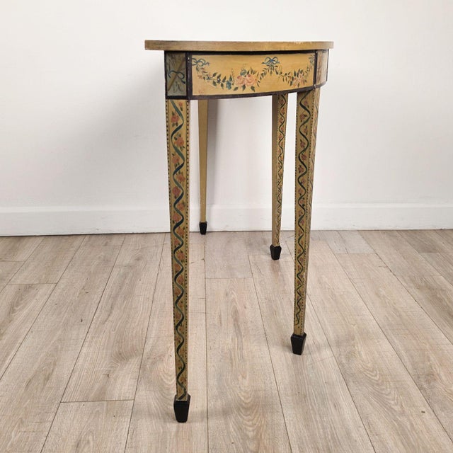 Wood George III Style English Painted Demilune Console, Circa 1920 For Sale - Image 7 of 13