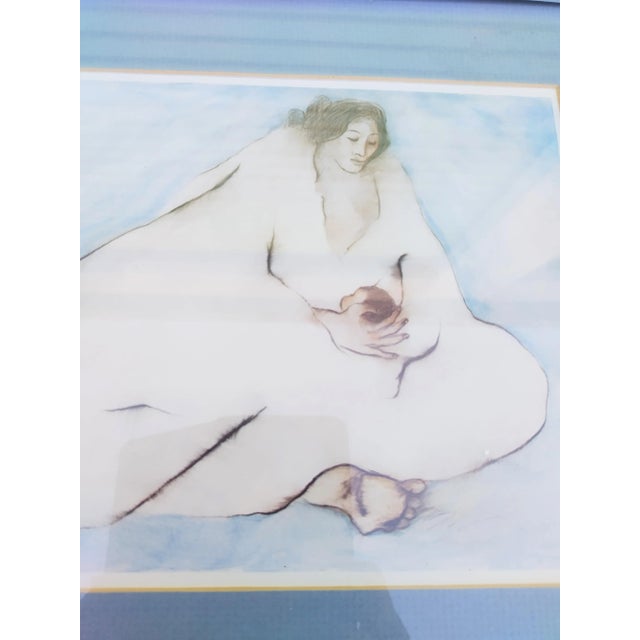Vintage Rc Gorman Framed Blue Woman With Child Signed Print Wall Art For Sale - Image 4 of 6