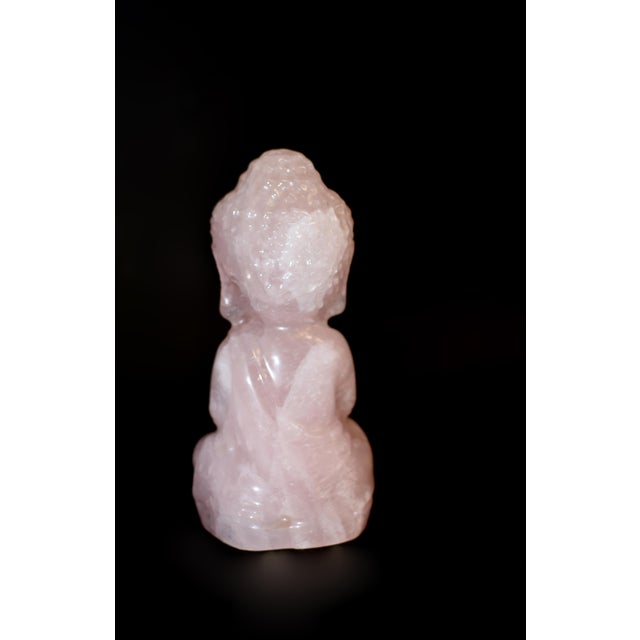 Gemstone Natural Rose Quartz Baby Buddha Statue Hand Carved For Sale - Image 7 of 16