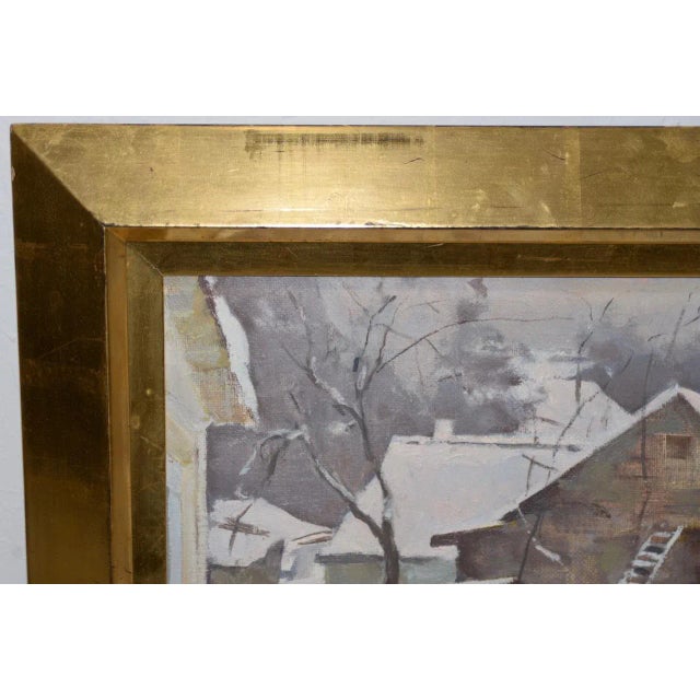 Impressionist Emmanuil Abramovich Kaminski (B.1927) Winter Landscape W/ Barn C.1970 For Sale - Image 3 of 8