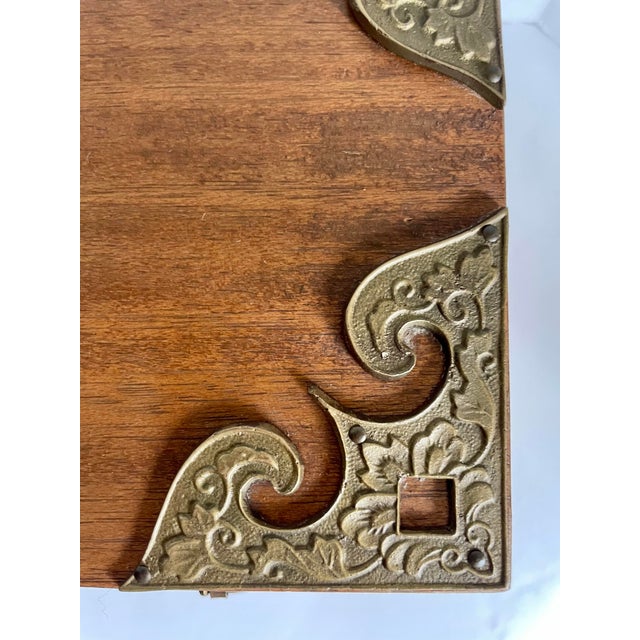 Brown Vintage Japanese Tansu Wood & Brass Six-Drawer Jewelry Chest For Sale - Image 8 of 12