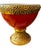 Mid-Century Modern MCM Porcellane Canova Padova Italy Red & 24k Gold Hammered Pedestal Bowls, Pair For Sale - Image 3 of 9