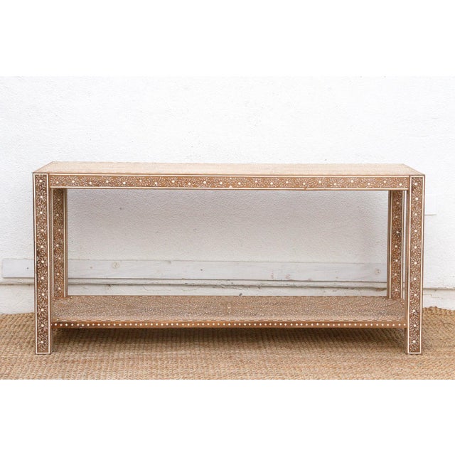 Wood Extraordinary Leaf & Flower Inlay Console Table For Sale - Image 7 of 15