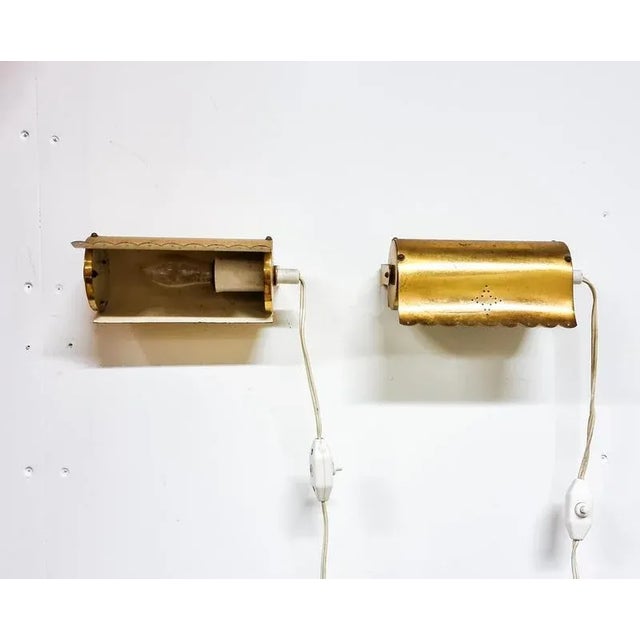 Antique Scandinavian Wall Lights in Brass with Star Pattern, 1950s, Set of 2 For Sale - Image 3 of 13