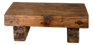 Small Vintage Occasional Stool in Blond Teak, 2000s