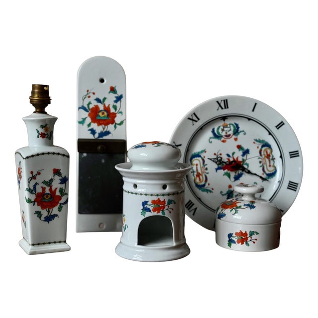 Paris Porcelain with Poppy Motif, 1970s, Set of 5 For Sale