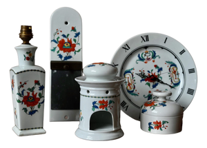 Paris Porcelain with Poppy Motif, 1970s, Set of 5