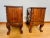 Brass Mid 20th Century Pair of Carved Wood French Style Nightstands End Tables Figured Veneer Cabinets For Sale - Image 8 of 12