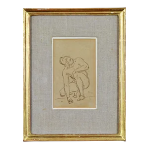 Antique 18th Century Old Master Pen and Ink Drawing of Archimedes