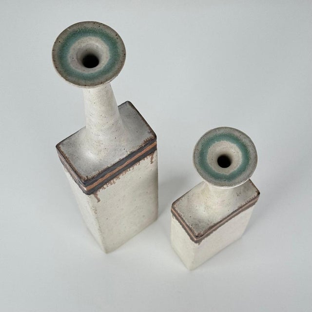 Ceramic Vintage Italian Glazed Ceramic Vases by Bruno Gambone, 1970s, Set of 2 For Sale - Image 7 of 12