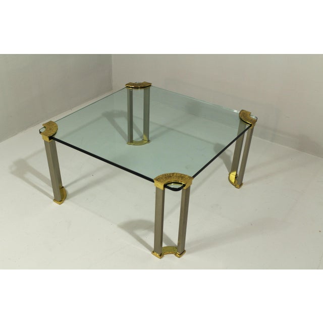 Metal Large Coffee Table in Bronze, Glass and Steel from Peter Ghyczy, 1970s For Sale - Image 7 of 7
