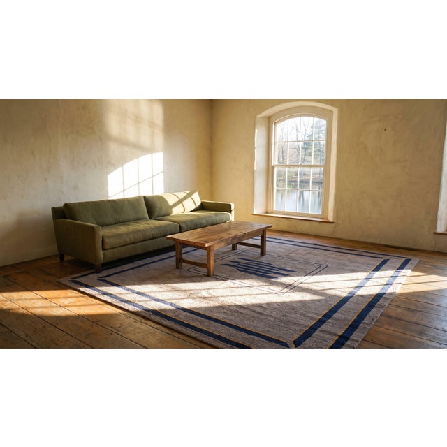 1930s Gray Abstract Medallion Antique Spanish Art Deco Rug 11'10" X 14'3" Knotted Pile Wool Carpet For Sale - Image 12 of 14