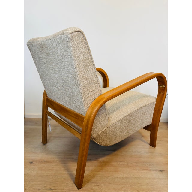 Beige Art Deco Lounge Chair by Koželka & Krpáček for Interior Prague, Czechoslovakia, 1960s For Sale - Image 8 of 12