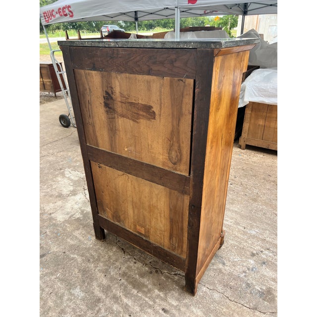 French 19th Century Empire Burl Walnut Marble Top Secretaire For Sale - Image 10 of 12