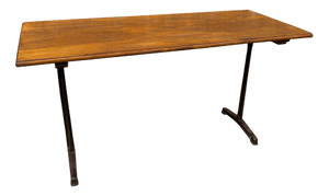 Large French Cast Base Café Dining Table, 1930s