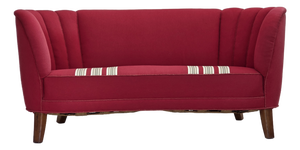 Danish 2-Seater Banana Sofa in Wool with Oak Legs, 1960s