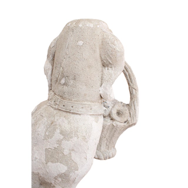 Carved Whimsical English Cast Dog With Basket Statue/Garden For Sale - Image 4 of 7