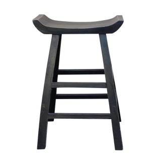 Black Solid Wood U-Shaped Bar Stool For Sale