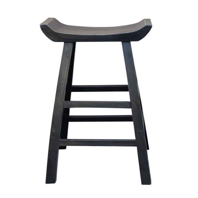 Black Solid Wood UShaped Bar Stool Chairish