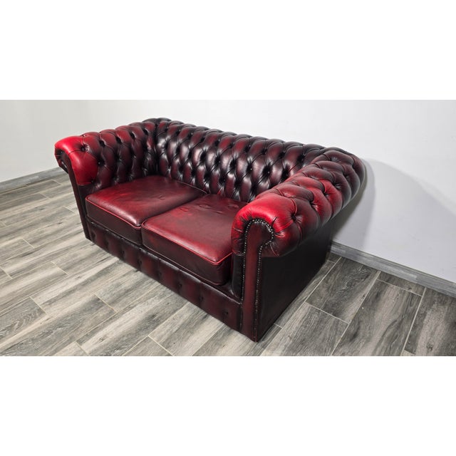 Leather Sofa in style of Chesterfield, 1980s For Sale - Image 3 of 16
