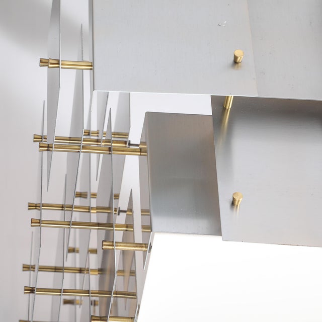 Silver Mid-Century Modernist Robert Sonneman "Cityscape" Chandelier For Sale - Image 8 of 13