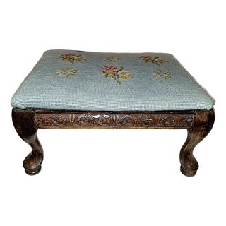 1880 Needlepoint Footstool For Sale