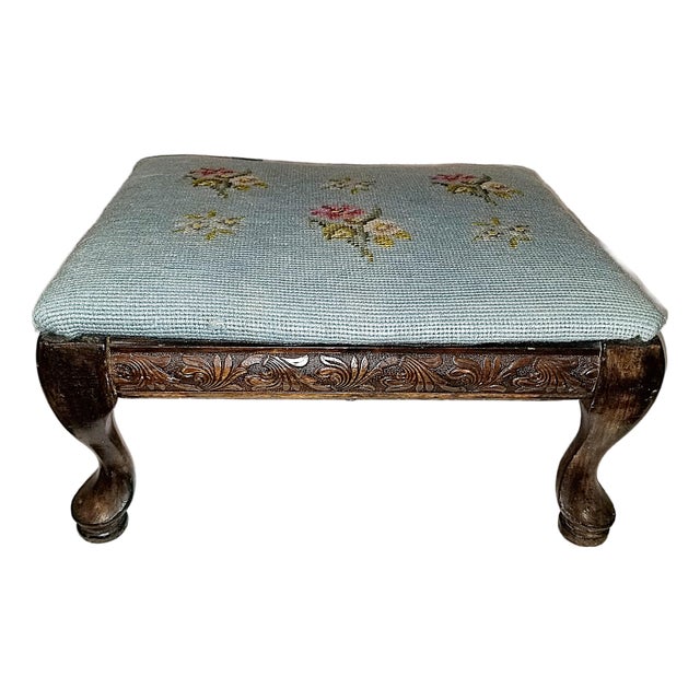 1880 Needlepoint Footstool For Sale