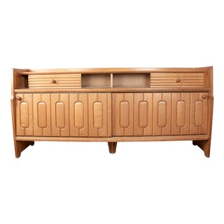 Large Sideboard in Oak and Danikowski Ceramics by Guillerme et Chambron for Votre Maison, 1960s For Sale