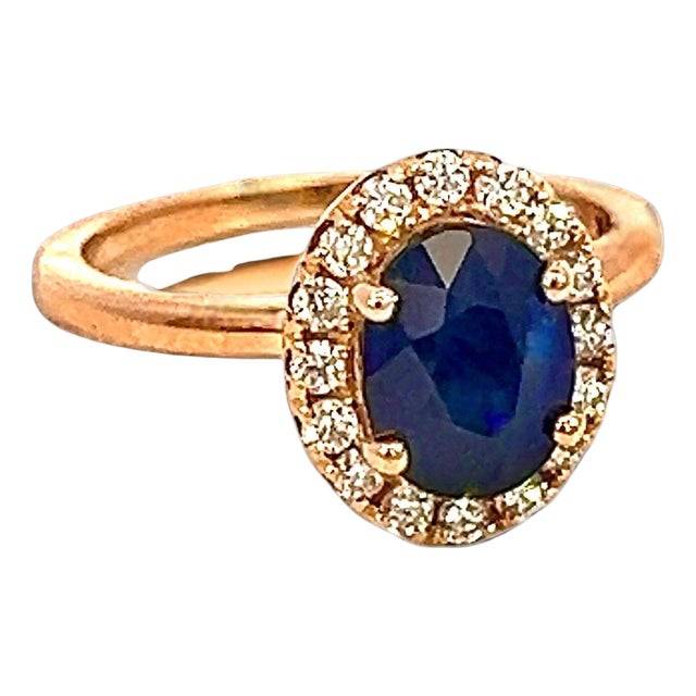 Natural Sapphire Diamond Ring Size 6.5 14k Y Gold 2.84 TCW Certified For Sale