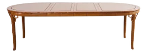 Chinese Chippendale Faux Bamboo Hardwood Extending Dining Table