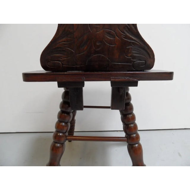 Brown Antique Carved Hallway Chair For Sale - Image 8 of 10