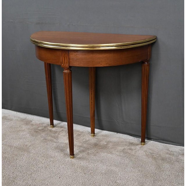 Early 20th Century Louis XVI Mahogany Half-Moon Games Table For Sale - Image 4 of 18
