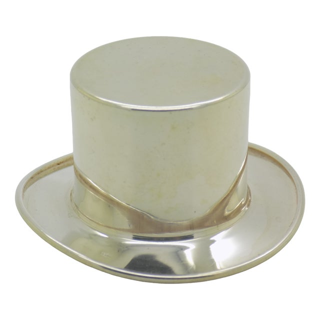 Vintage Italian Handmade Silver Top Hat, Florence, 1980s For Sale