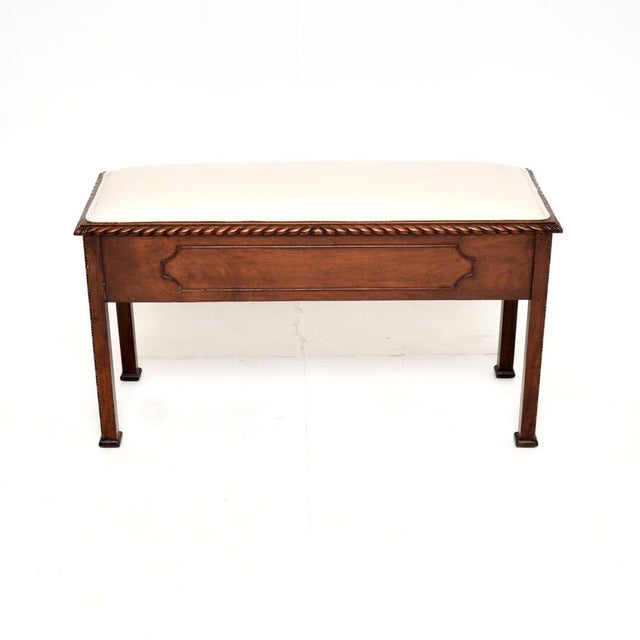 Antique Edwardian Mahogany Duet Piano Bench, 1900s For Sale - Image 4 of 12