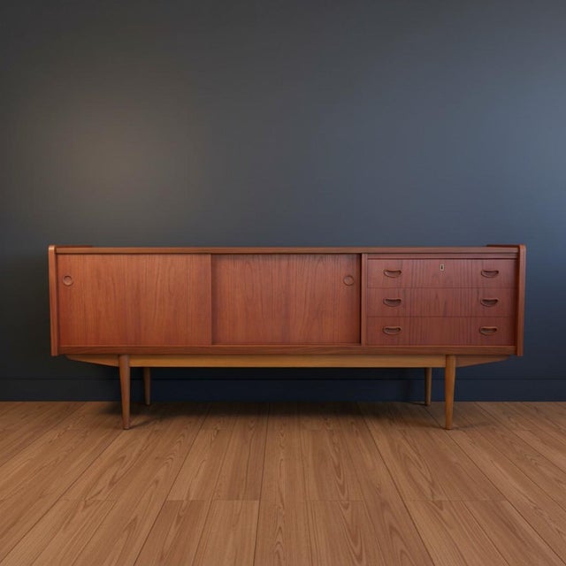Danish Teak Sideboard with Sliding Doors and Drawers, 1960s For Sale - Image 14 of 14