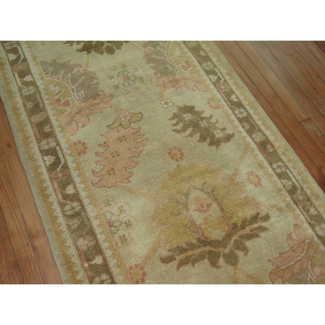 Traditional Traditional Wool Turkish Oushak Runner For Sale - Image 3 of 6