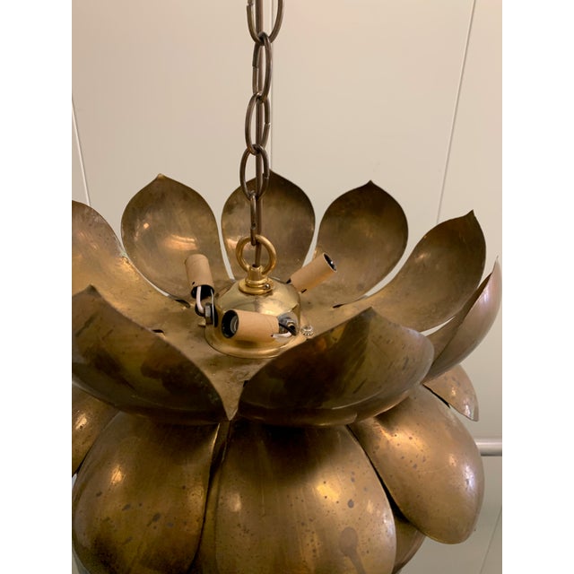 1970s Large Brass Lotus Pendant Light by Feldman Chairish