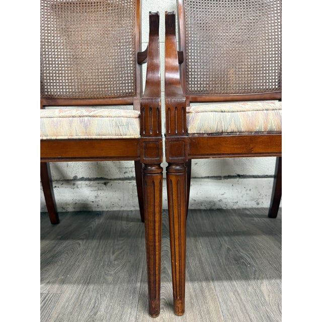 Vintage Neoclassical French Regency Style Cane Back Dining Chairs - Set of 6 For Sale - Image 9 of 11