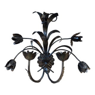 1980s Tole Flower Wall Candle Sconce For Sale