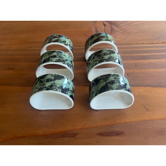 Late 20th Century Villeroy & Boch Luxembourg Marbled Porcelain Napkin Rings - Set of 6 For Sale - Image 5 of 11