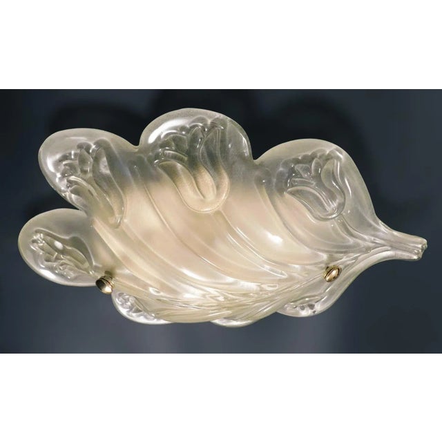 Italian 1960s Murano Glass Leaf Flush Mount For Sale - Image 3 of 8