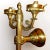 Metal Antique 20" French Regency Brass/ Bronze Hand Held Torch Wall Sconce With Flame Shades For Sale - Image 7 of 18
