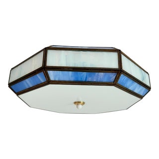 Blue & White Tiffany Style Ceiling Light, C1970 For Sale