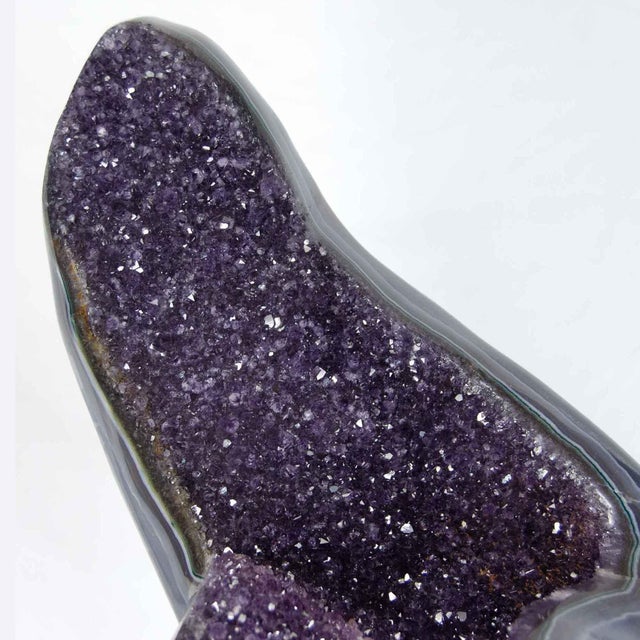 Amethyst Amethyst Crystal Cluster, Agate Edge For Sale - Image 8 of 10