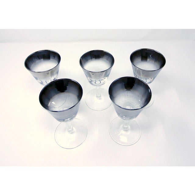 Mid-Century Modern Vintage Mid-Century Modern Silver Fade Aperitif Glasses - Set of 5 For Sale - Image 3 of 6