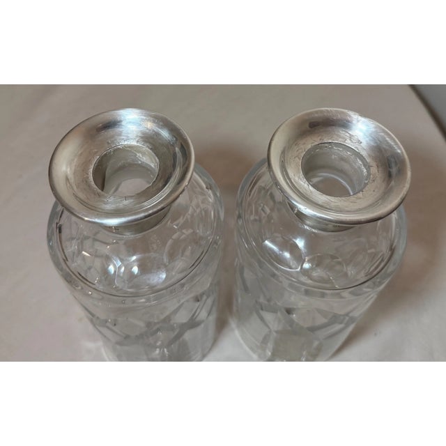 Glass Antique William Devenport Sterling Silver Cut Crystal Glass Decanter - a Pair For Sale - Image 7 of 15