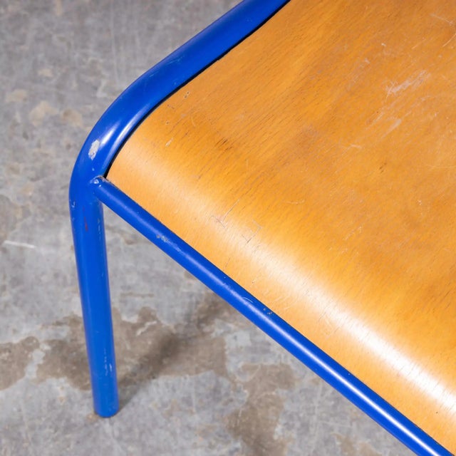 Wood Bright Blue Mullca Stacking Dining Chair in Beech, 1970s For Sale - Image 7 of 9