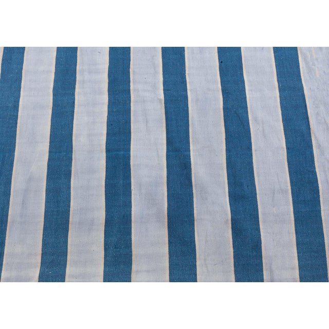 Textile Doris Leslie Blau Vintage Indian Dhurrie Striped Rug For Sale - Image 7 of 11